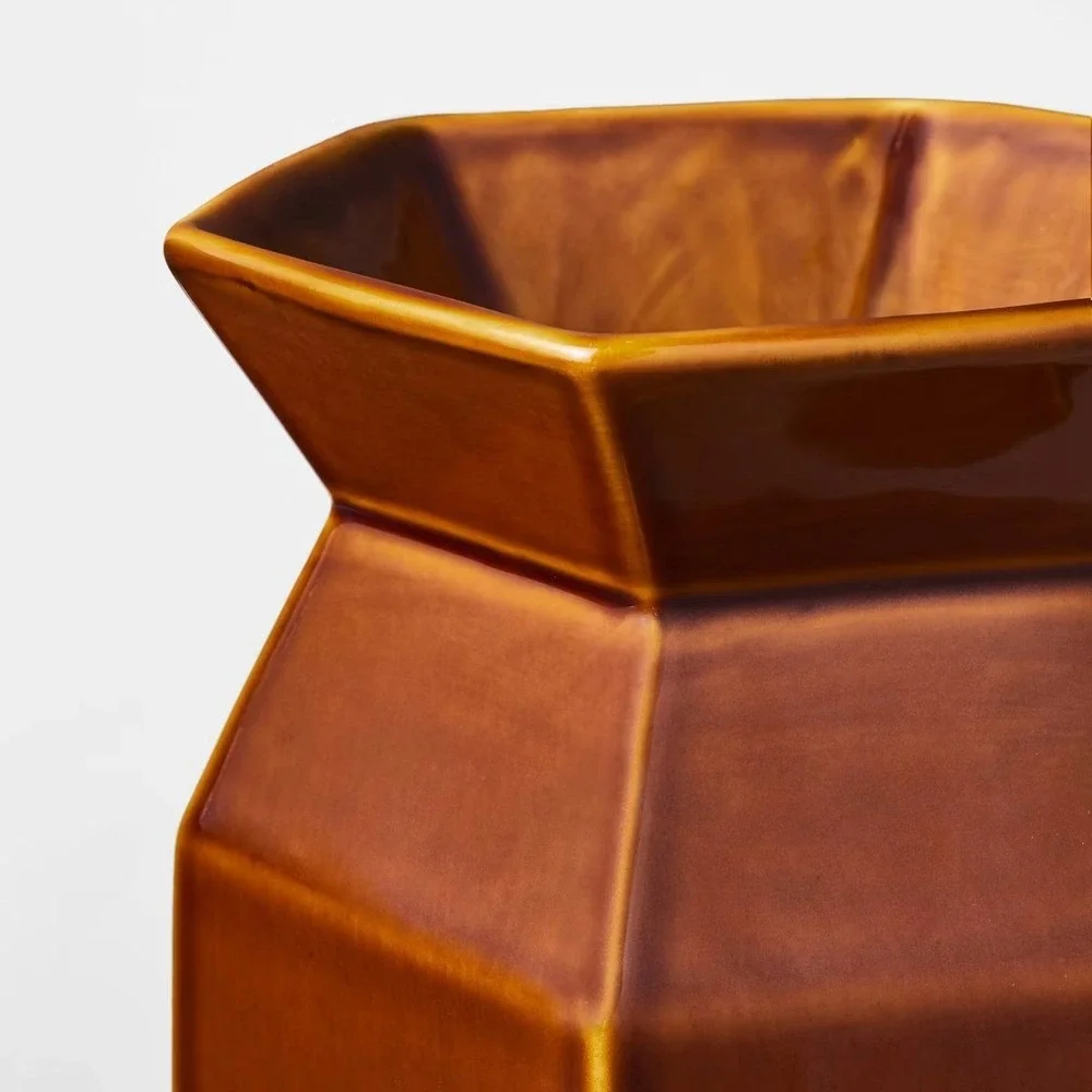 Tall Ceramic Hexagon Vase Brown - Threshold Studio McGee, Target Fall